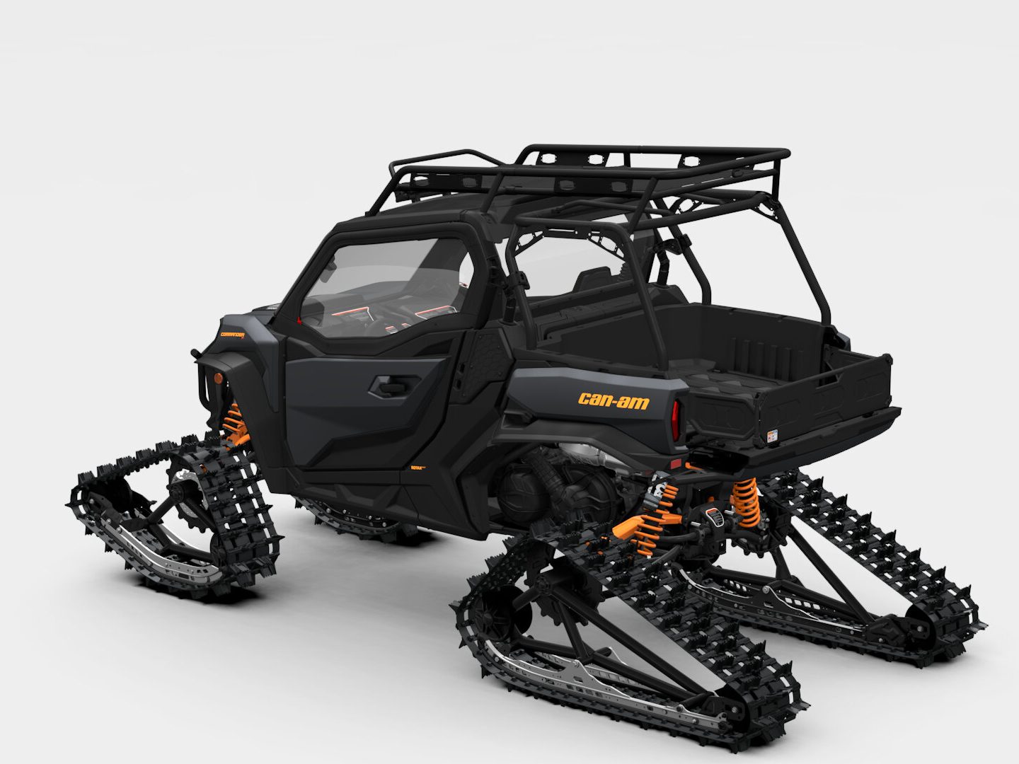 Concept render of the Can-Am Commander XT-P on tracks from the rear three-quarter