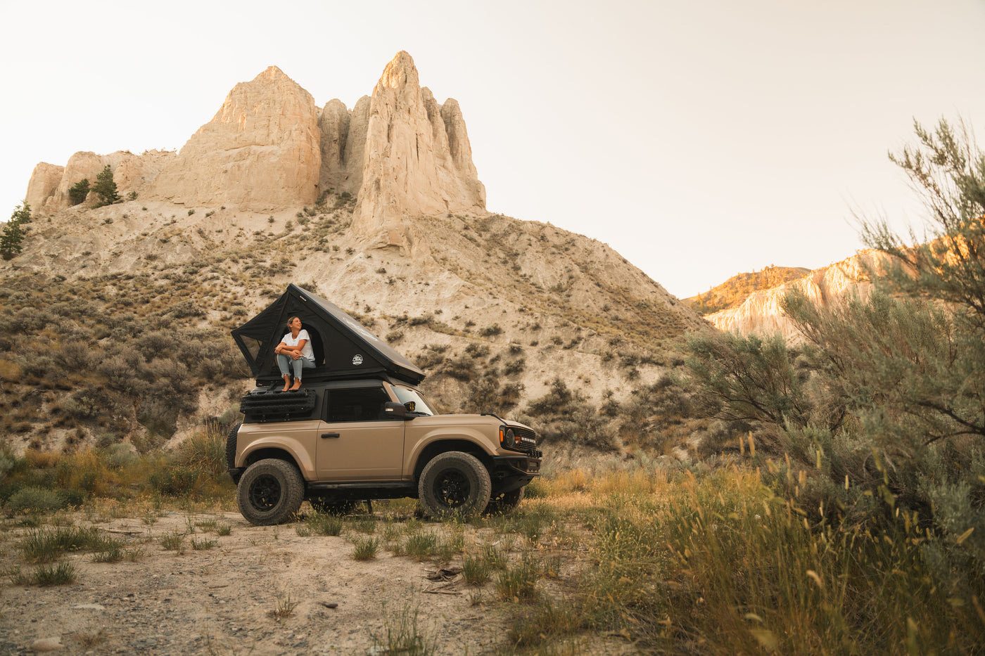 A Journey Lite open below desert rock spires